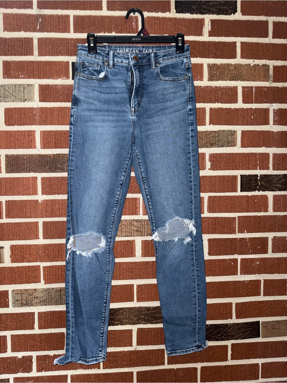 American Eagle Outfitters Distressed Skinny Jeans - Blue